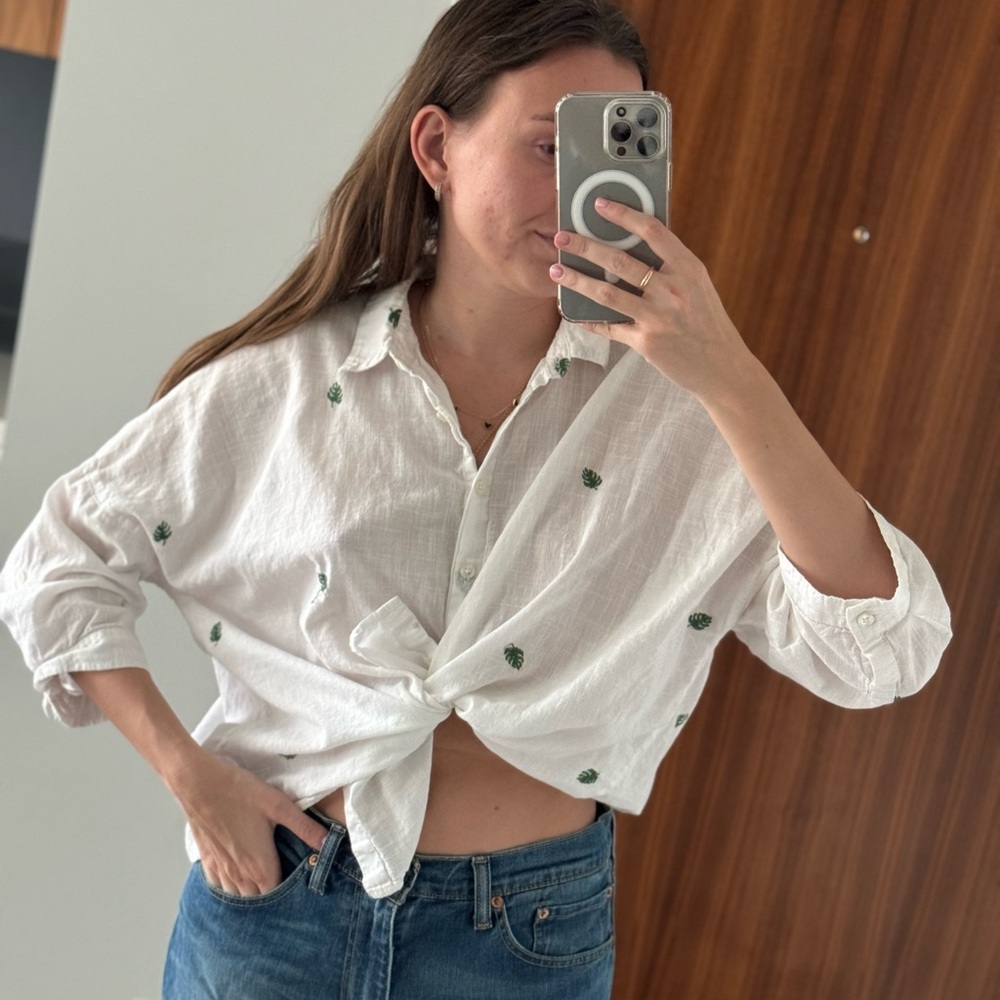 White linen shirt with embroidery
